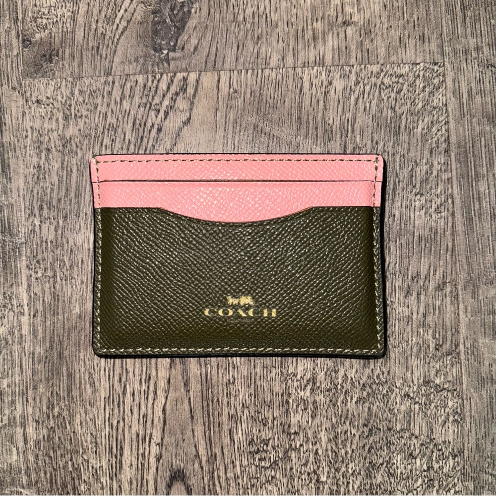 Coach Two-Tone Pink and Olive Card Holder